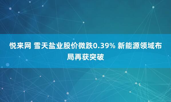 悦来网 雪天盐业股价微跌0.39% 新能源领域布局再获突破